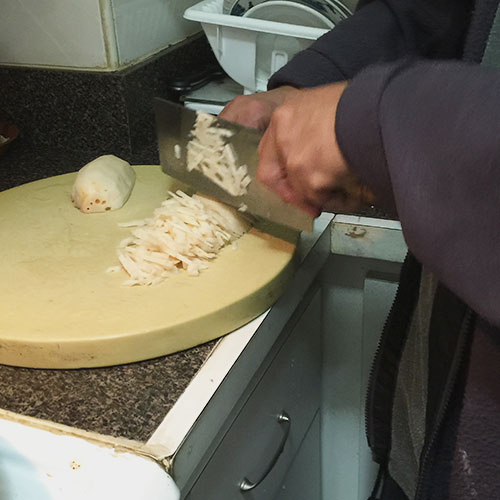 image two: slicing lotus root