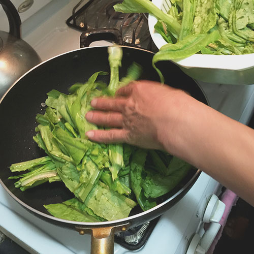 image five: preparing the leafy vegetables